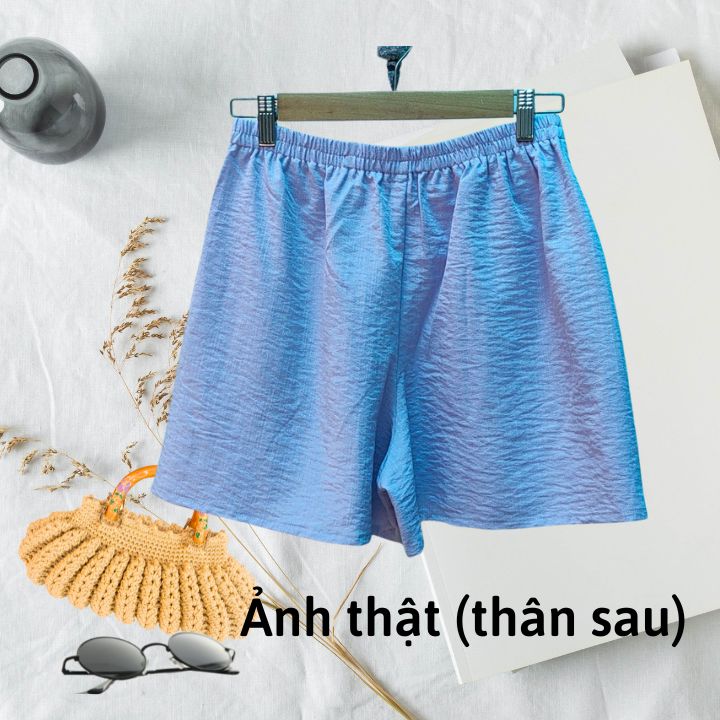Quần short đũi dáng váy form rộng freesize (48-65kg) chất vải đũi mềm thoáng mát