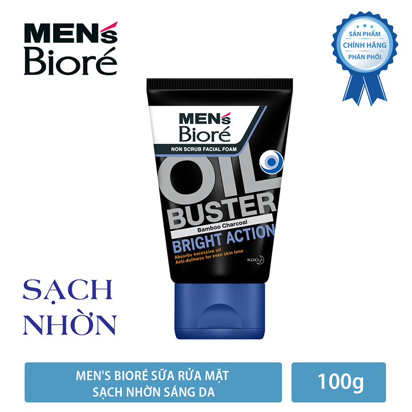 Sữa Rửa Mặt Men Biore OIL BUSTER Sạch Nhờn Sáng Da 100g