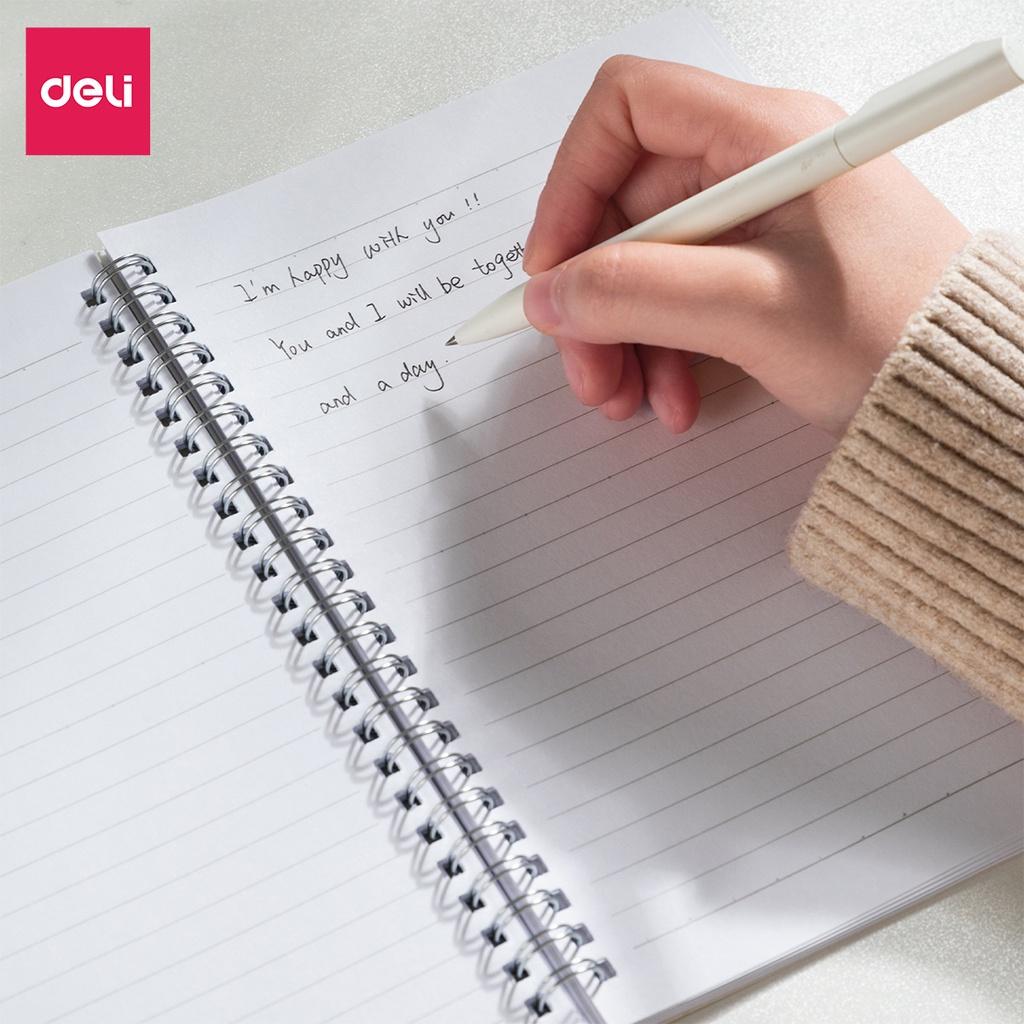 Sổ tay kẻ ngang vẽ chì phác thảo sketchbook Deli 120 trang 70gsm A5 gáy lò xo dùng cho mỹ thuật phác họa