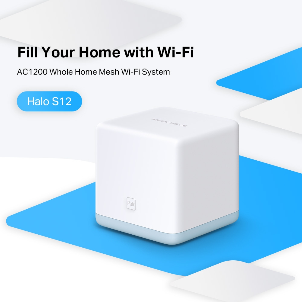 Bộ Phát Wifi Mesh Cho Gia Đình Mercusys Halo S12 (2-Pack) Chuẩn AC Tốc Độ 1200Mbps - Hàng Chính Hãng