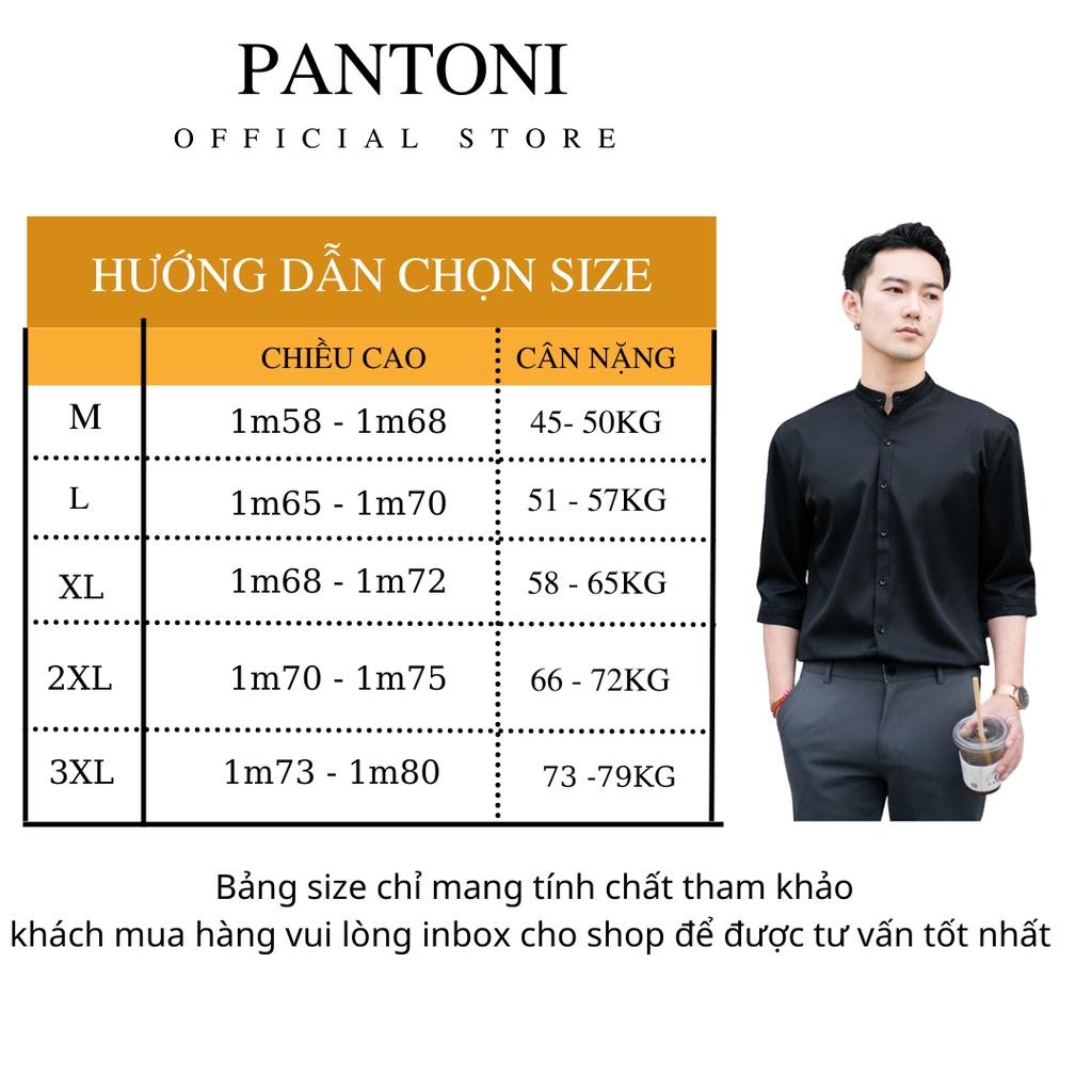 Áo sơ mi cổ tàu nam pantoni, Áo sơ mi nam chất cotton lụa thoáng mát thấm hút mồ hôi (SMT)