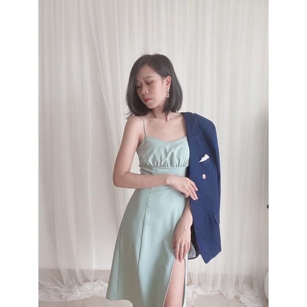 Đầm hai dây nhún ngực TIỂU DESIGN