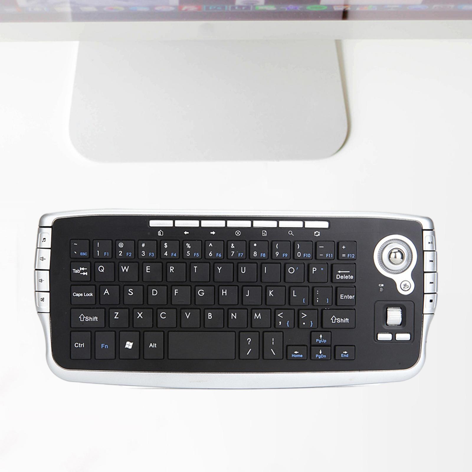 2.4G Wilreless Keyboard 78Keys Multi Function Trackball for Desktop