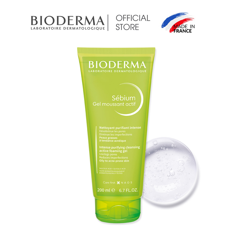 Gel rửa mặt làm sạch sâu và giảm mụn Bioderma Sébium Gel moussant actif - 200ml