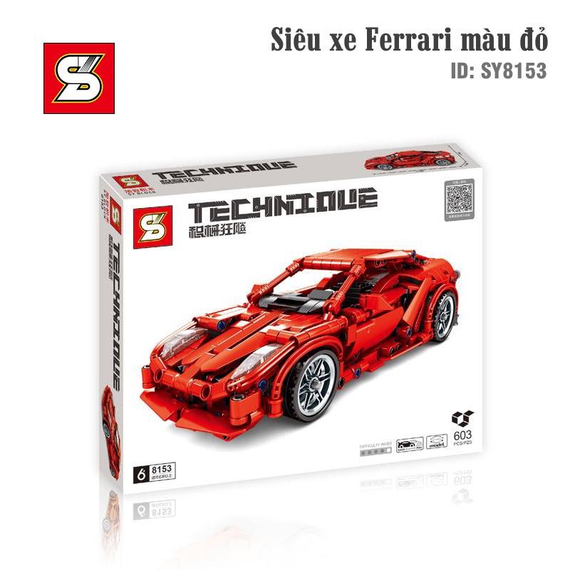 Đồ Chơi Lắp Ghép Xếp Hình Kéo Cót Siêu Xe Ferrari Màu Đỏ - SY BLOCK SY8153 - 603 chi tiết