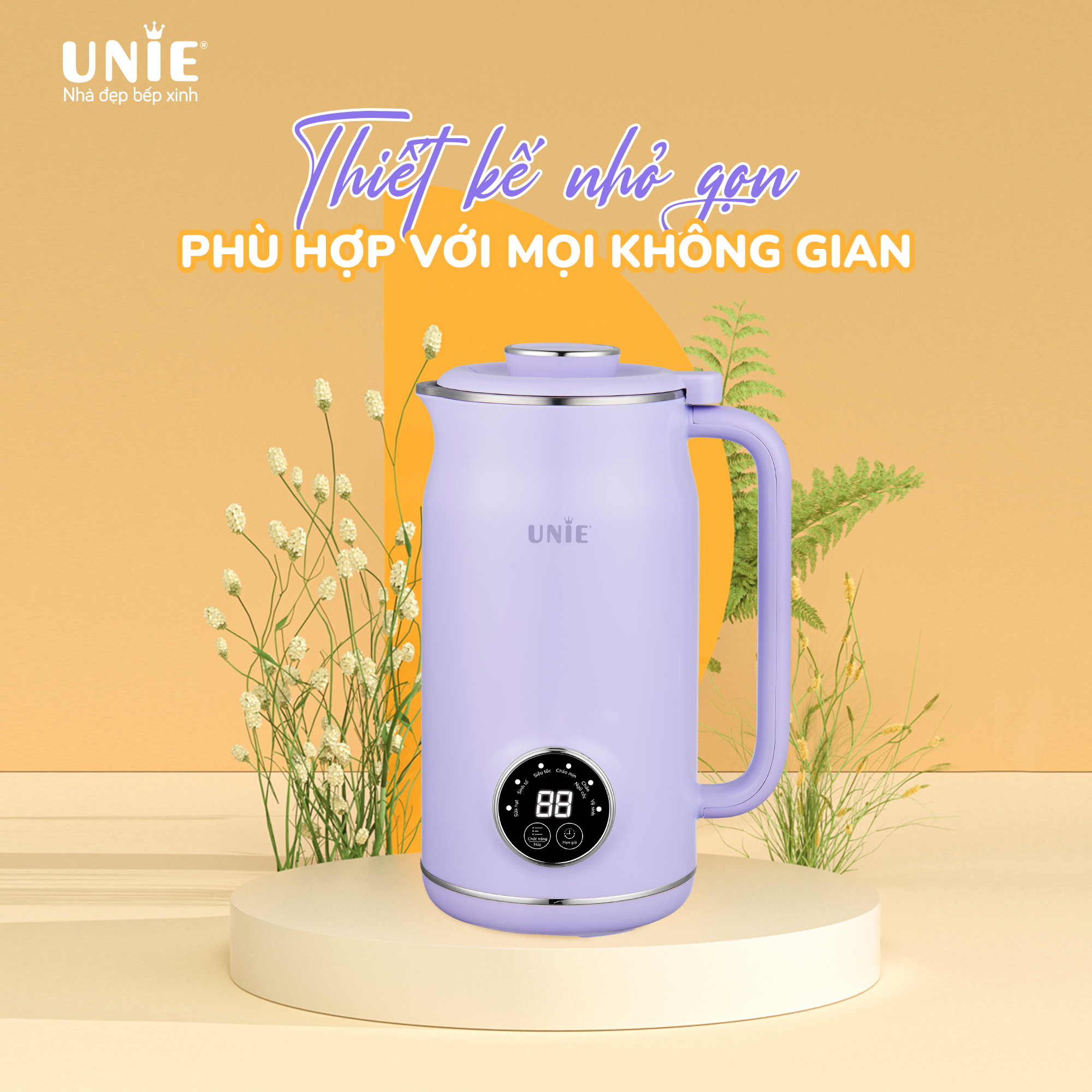 Máy làm sữa hạt đa năng UNIE UMB06 Dung tích 600ml, Nâng cấp 6 tính năng xay nấu,lòng cối dao xay chất liệu inox 304 cao cấp,thiết kế hiện đại,nhỏ gọn,hàng chính hãng.