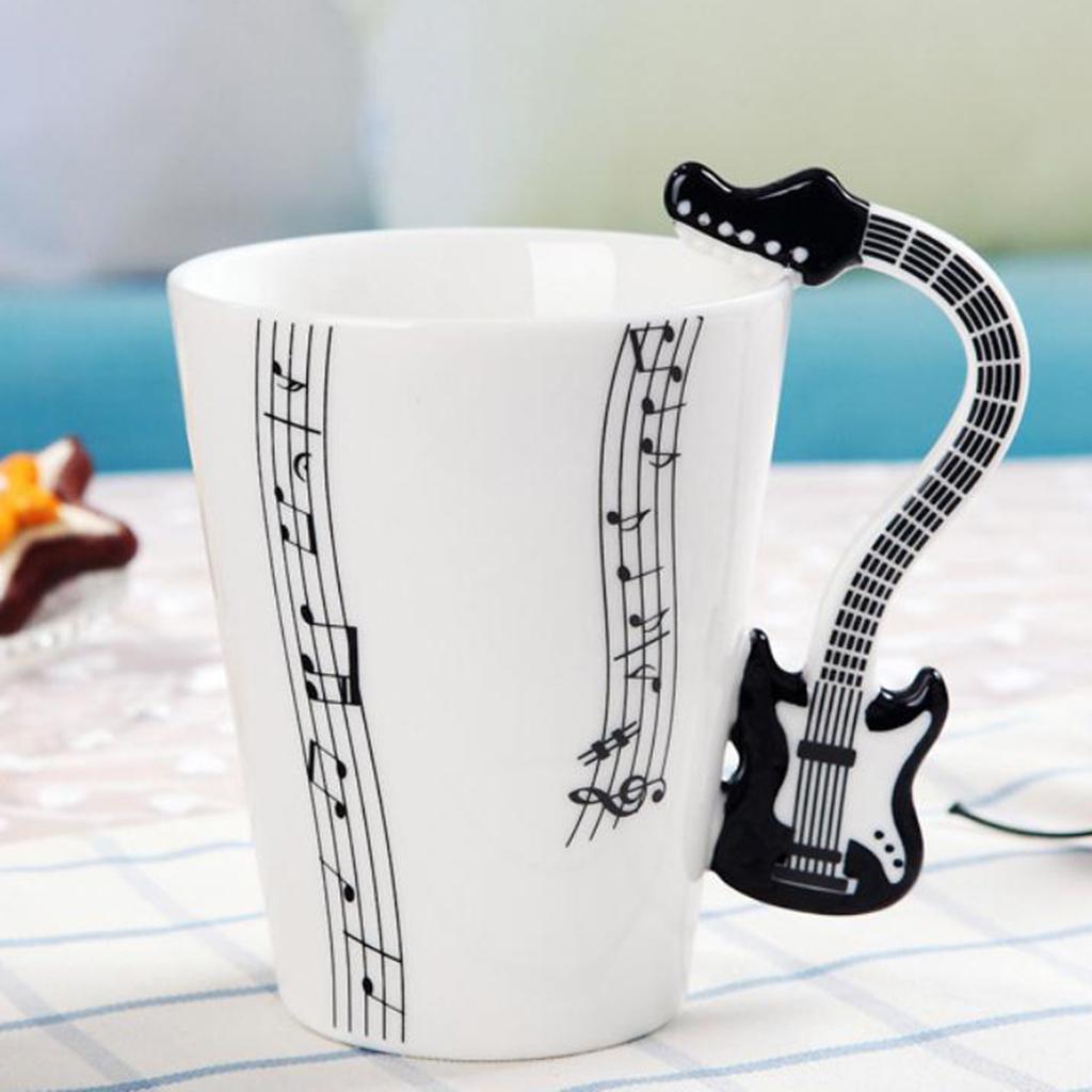 Musical Guitar Mug Drink Tea Milk Coffee Mug Ceramic Cup Black Freedom