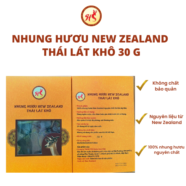 Nhung Hươu New Zealand thái lát khô 30 gram