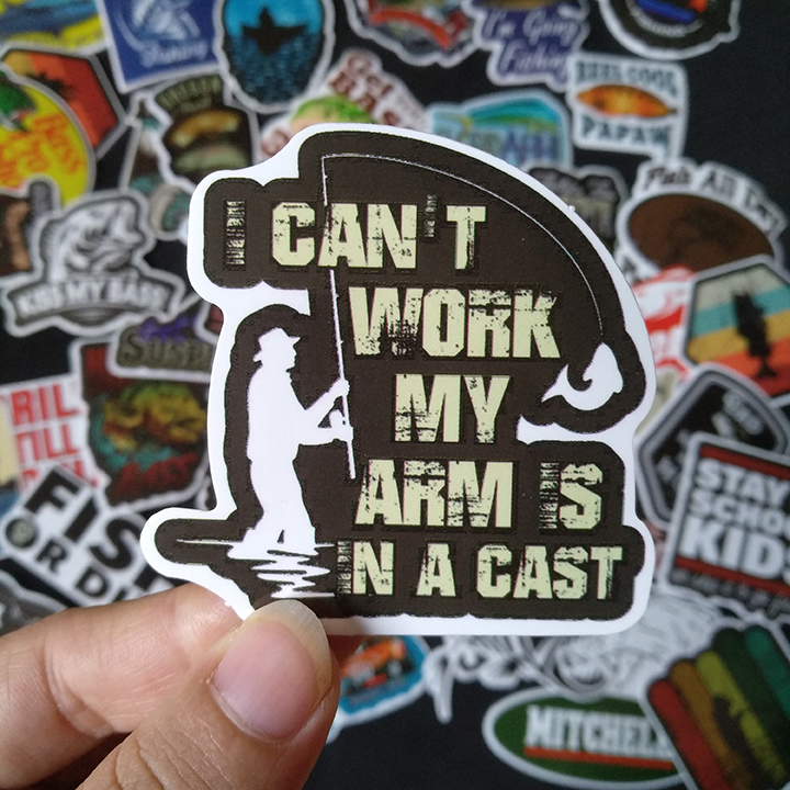 Bộ Sticker dán cao cấp chủ đề CÂU CÁ - FISHING - Dùng dán Xe, dán mũ bảo hiểm, dán Laptop