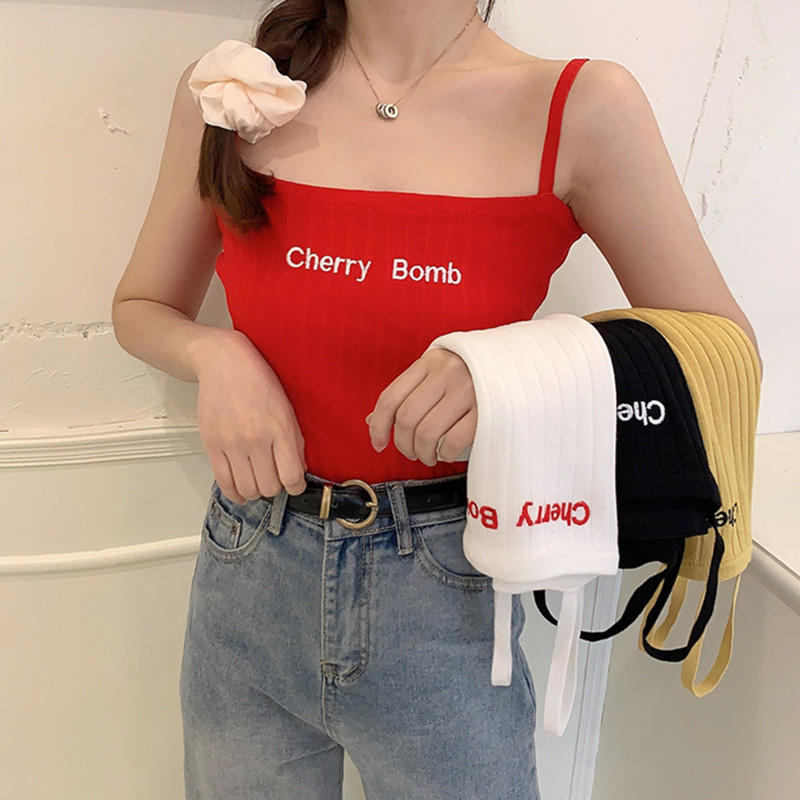 ÁO 2 DÂY CROPTOP CHERRY BOMB BODY TĂM SEXY