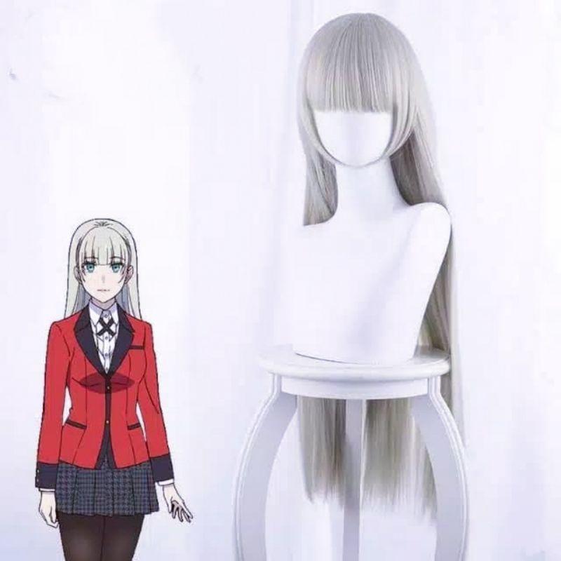 Wig/tóc giả cosplay Kirari Momobami thả tóc - Học viện đỏ đen: Kakegurui màu trắng bạc