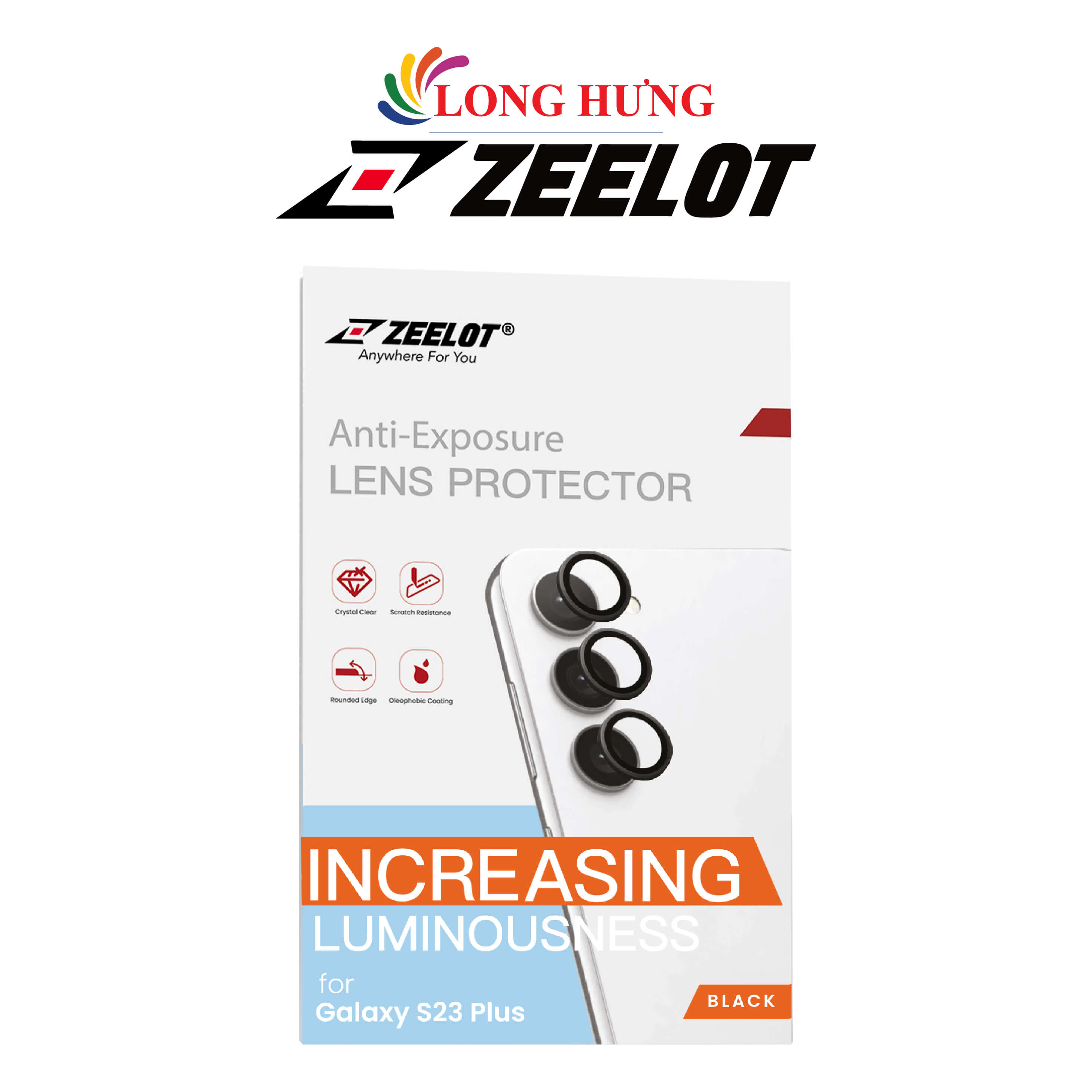 Dán Camera cường lực viền màu chống va đập Zeelot Titanium Alloy Lens Protector S23/S23 Plus - Hàng chính hãng