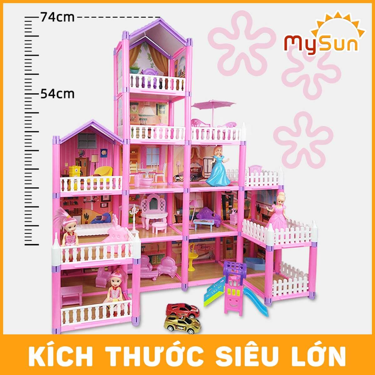 Mô hình lâu đài ngôi nhà búp bê công chúa đồ chơi xếp ghép hình cho bé gái 2 3 4 5 6 tuổi MySun