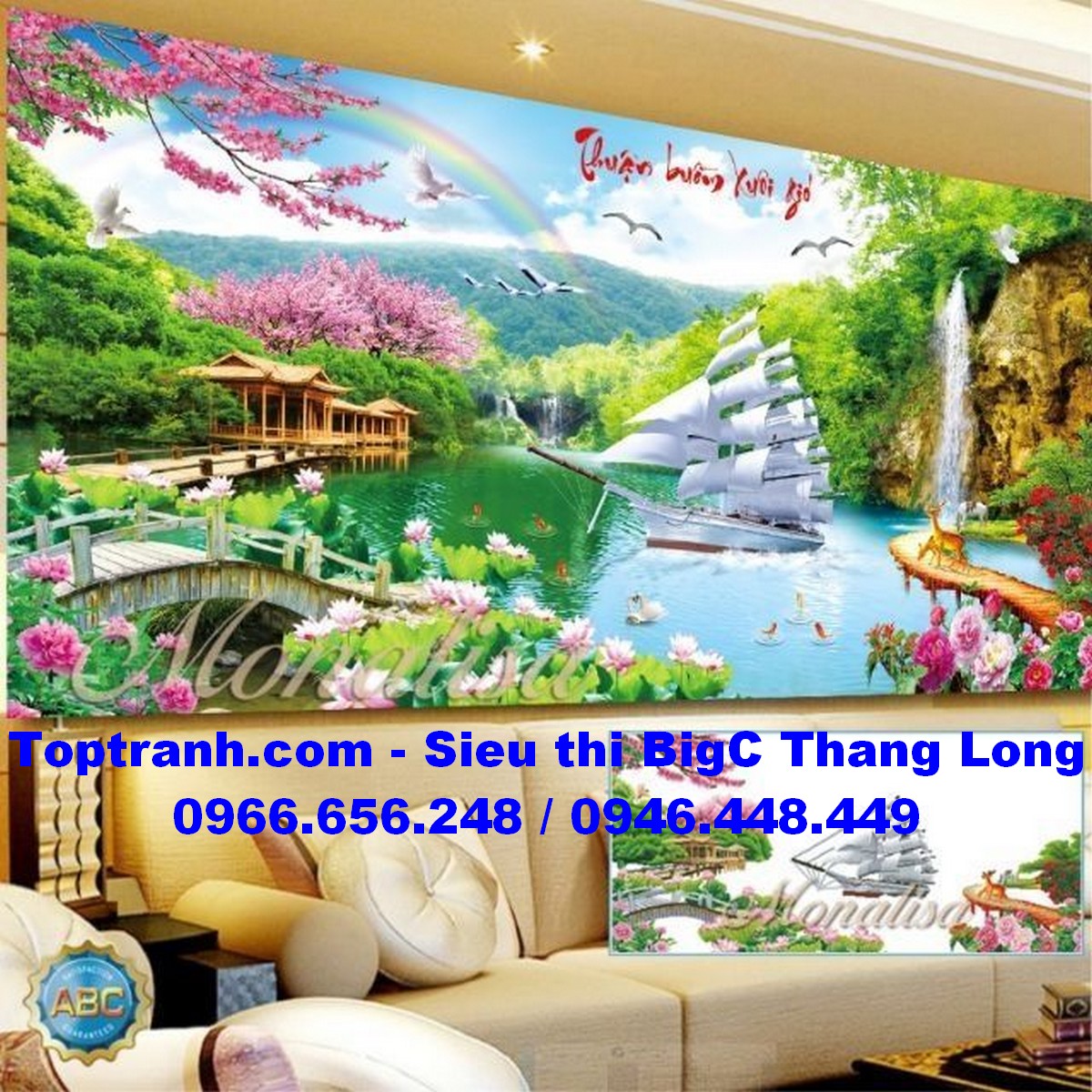 Tranh thêu chữ thập thuận buồm xuôi gió LV3355 chưa thêu