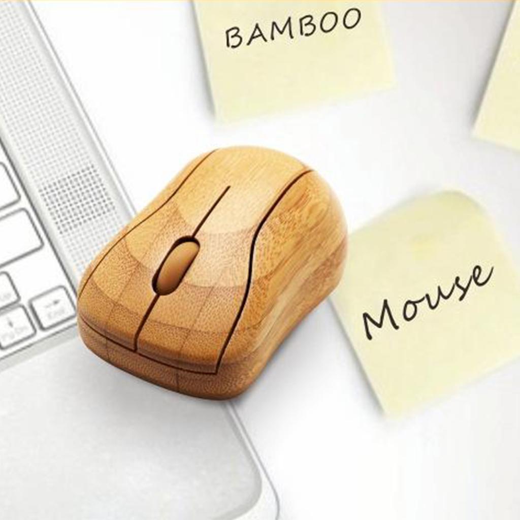 Natural Bamboo  Wireless Optical Mouse for Notebook Laptop PC Computers