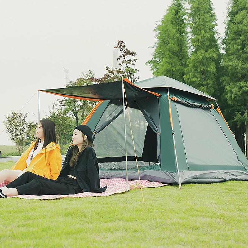 Lều cắm trại dã ngoại tự bung có mái hiên, lều cắm trại chứa 5 - 8 người, chống nắng, chống mưa, mát mẻ. TK-Sport L03-04