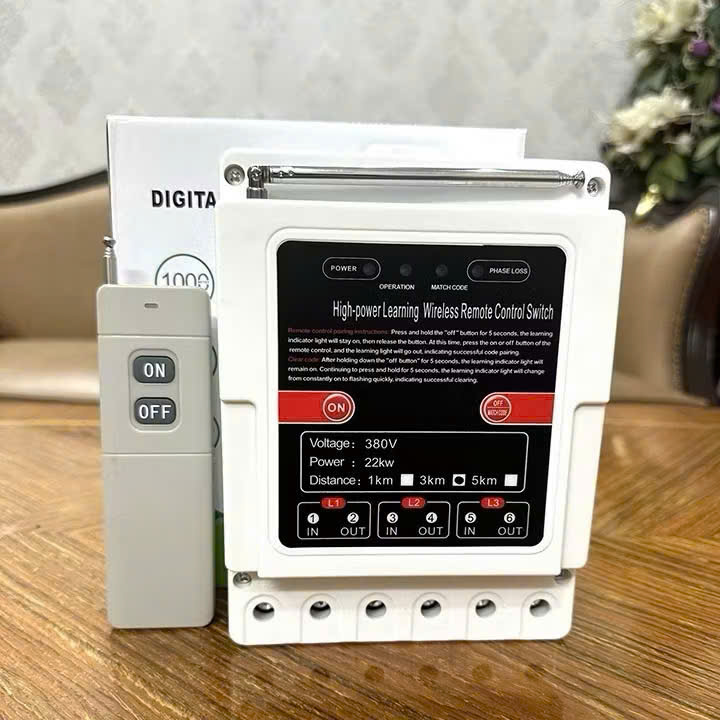 Điều Khijển Từ Xa 3000 Mét 1 Pha &amp; 3 Pha 22kW - Chống Mất Pha, Tải Khỏe Siêu Bền, Loại Xịn, đèn trang trí, đồng hồ trẻo tường