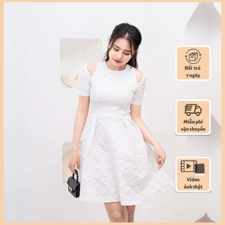 Váy hoa in nổi phong cách Hàn Quốc v238