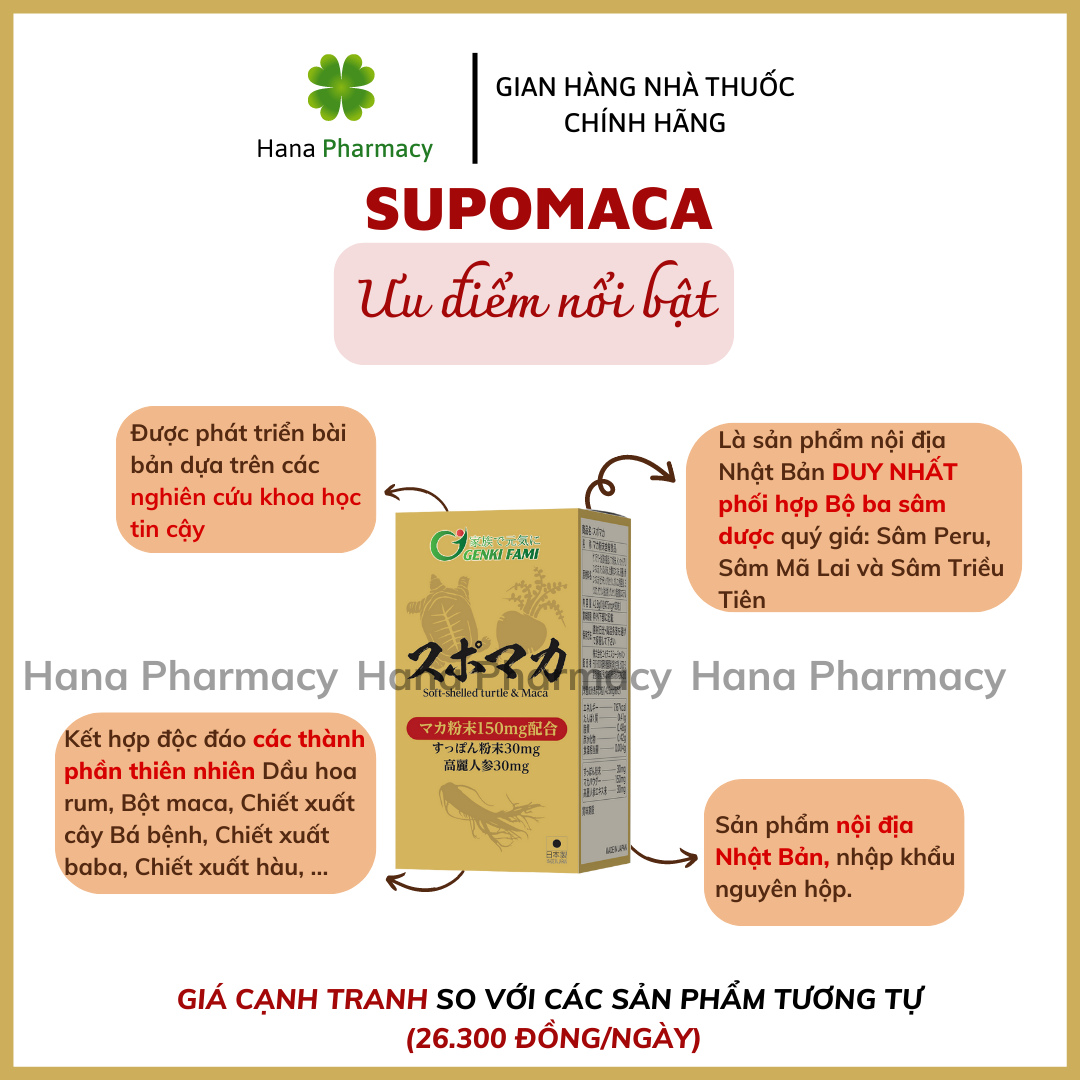 Tăng cường sinh lý nam SUPOMACA - khẳng định phong độ và bản lĩnh phái mạnh với sự kết hợp 3 LOẠI SÂM QUÝ, tinh chất hàu biển, ba ba