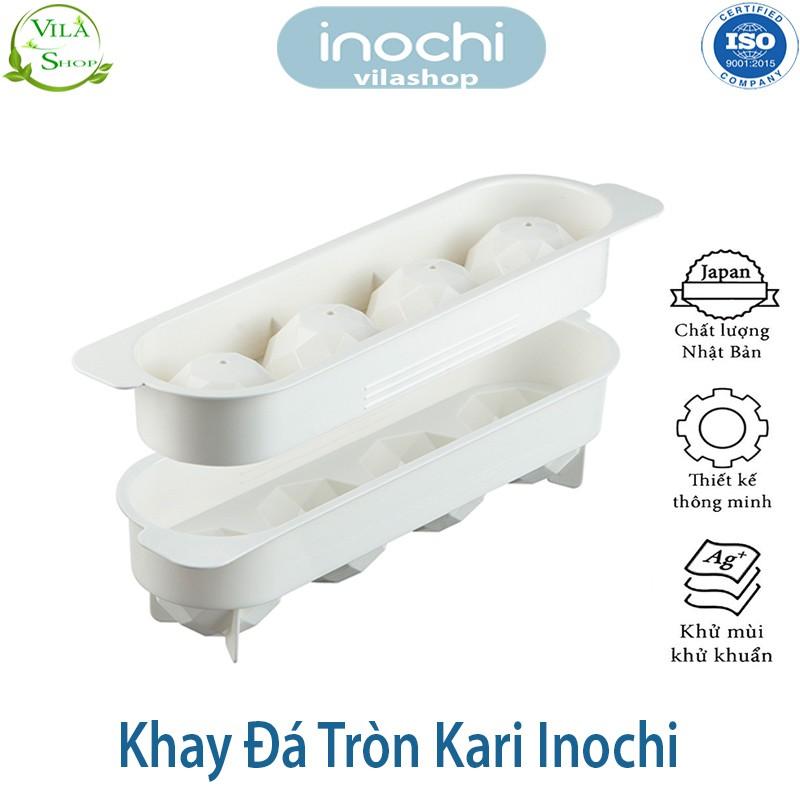 Khay Làm Đá, Khay Làm Thạch Tròn Kari 4 Viên, Nhựa Dẻo Cao Cấp Inochi Kháng Khuẩn -  Khử Mùi