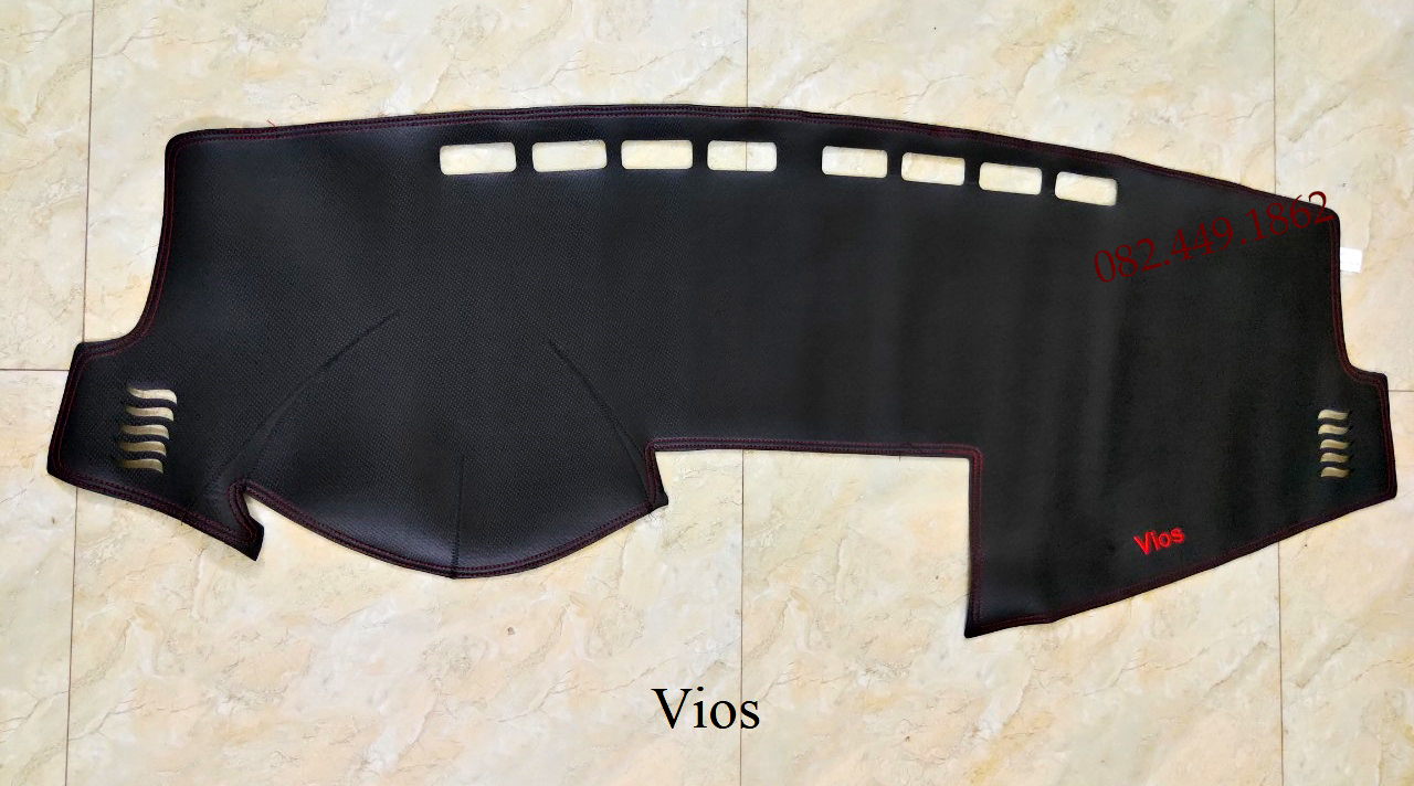 Thảm Taplo Xe Toyota Vios 2014-2018 loại da dày cao cấp 3 lớp chống trượt Da Carbon đen