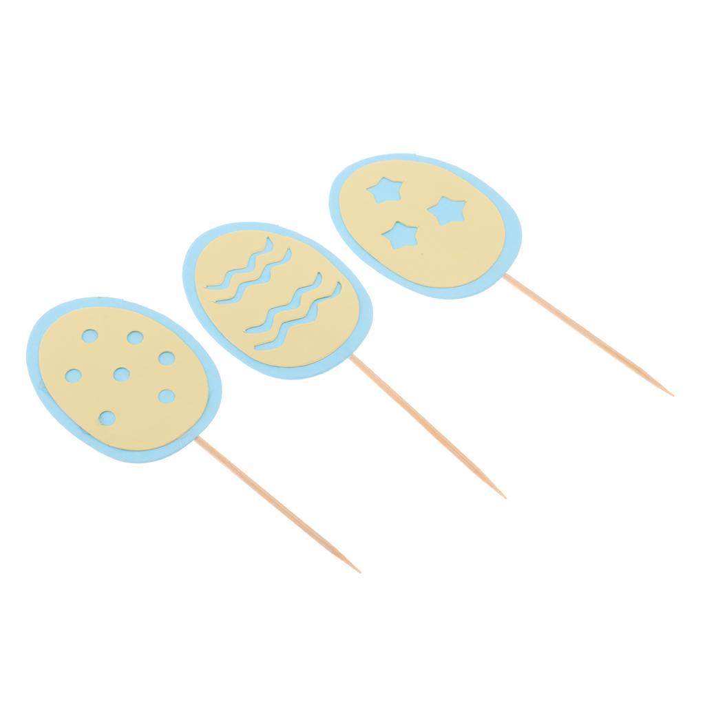 3pcs/Set Happy Easter Eggs Cupcake Picks Cake Topper Easter Decor