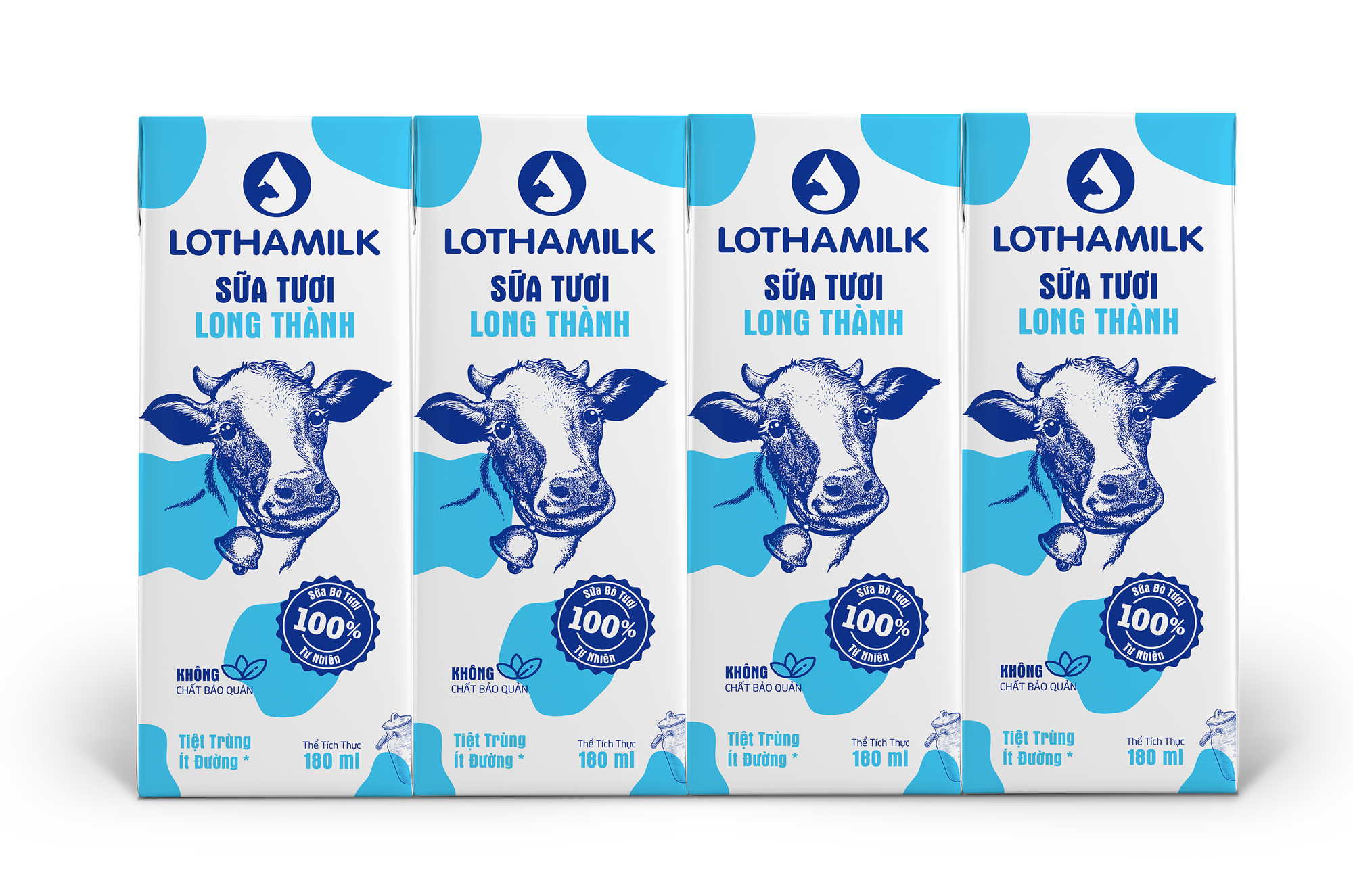 Thùng 48 Hộp Sữa Tươi Tiệt Trùng Lothamilk Ít Đường 180ml