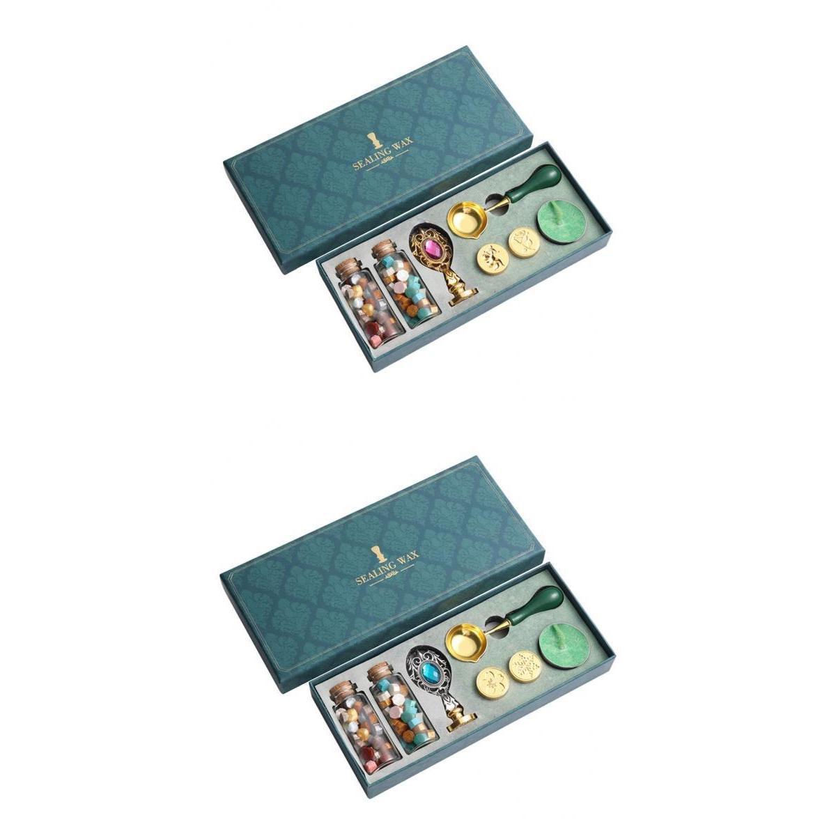 2x Retro Sealing Wax Set with Gift Box for Wedding Invitation Letter Card