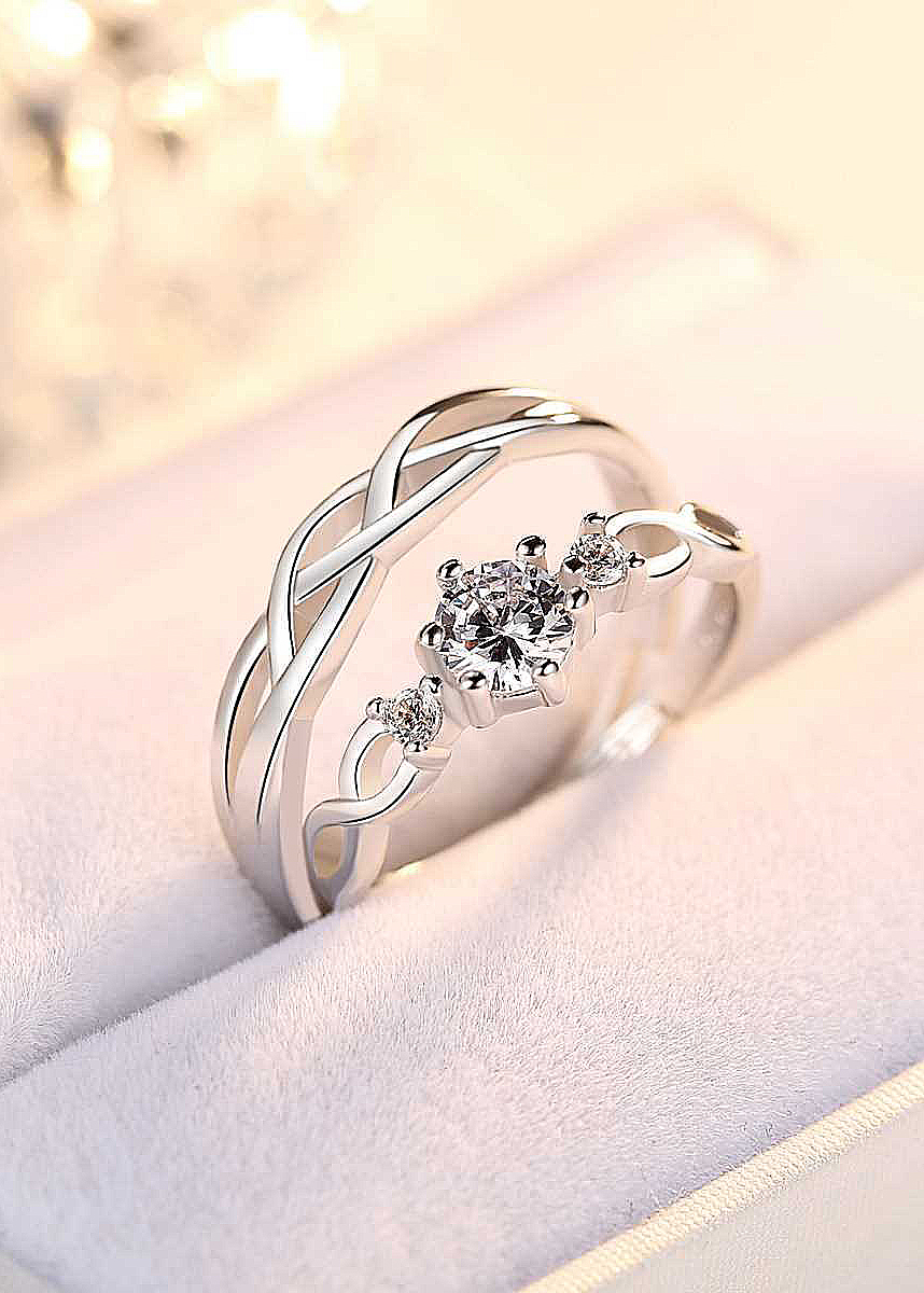 Cặp nhẫn đôi bạc S925 - mẫu mới 2019 - Đính Đá lấp lánh