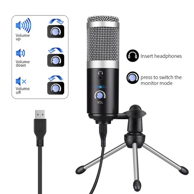 USB computer microphone youtube podcast recording musical instrument performance live voice group chat microphone