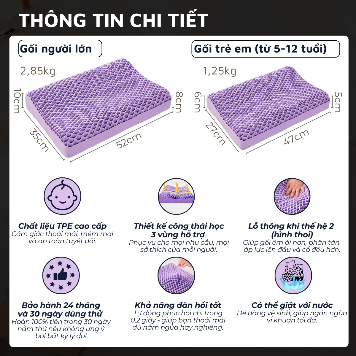 Gối công thái học TPE DandiHome - chống đau cổ vai gáy