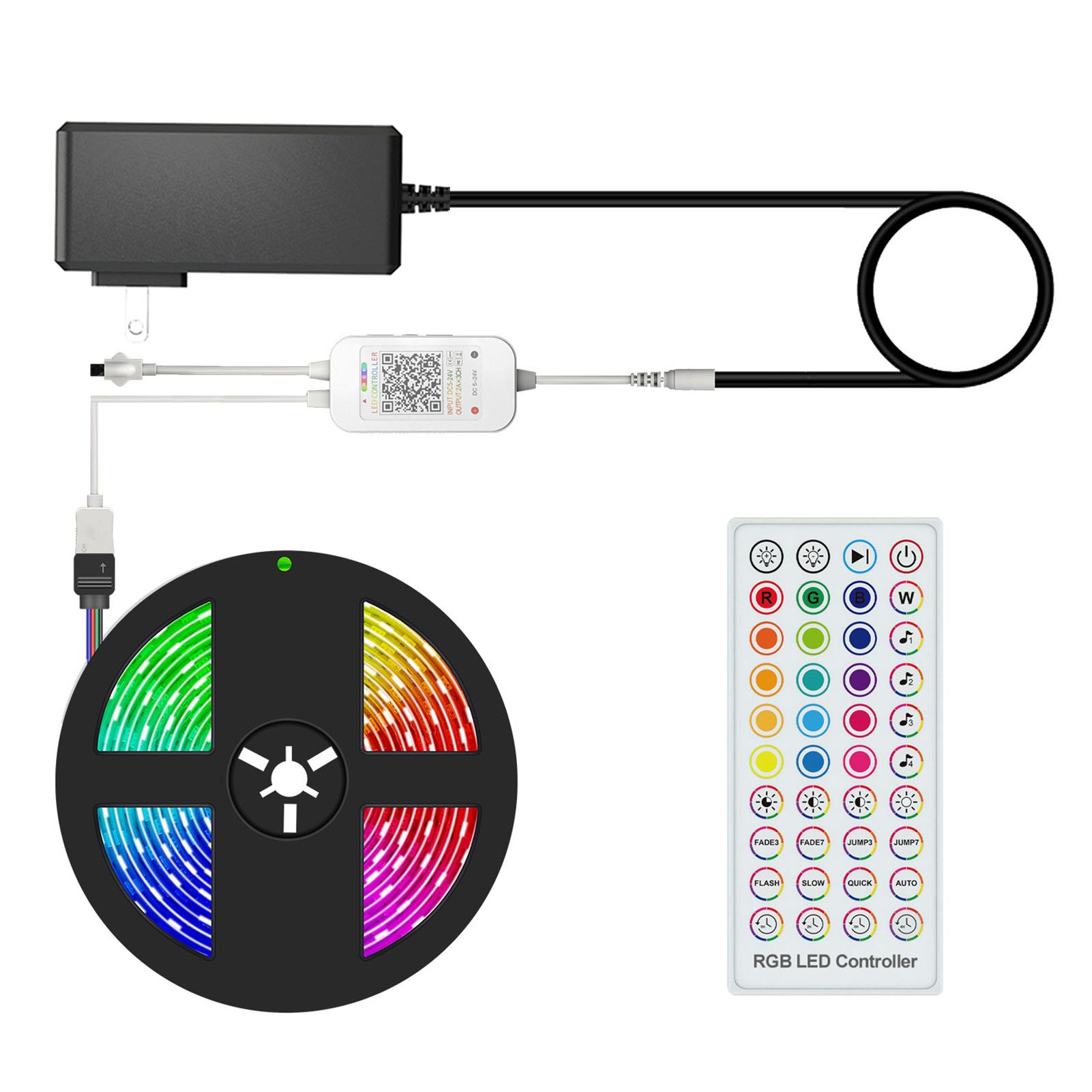 Bộ Dây Đèn Led 5m / 16.4ft 5050 IP65 RGB Điều Khiển Từ Xa Chống Thấm Nước Thông Minh 40 phím