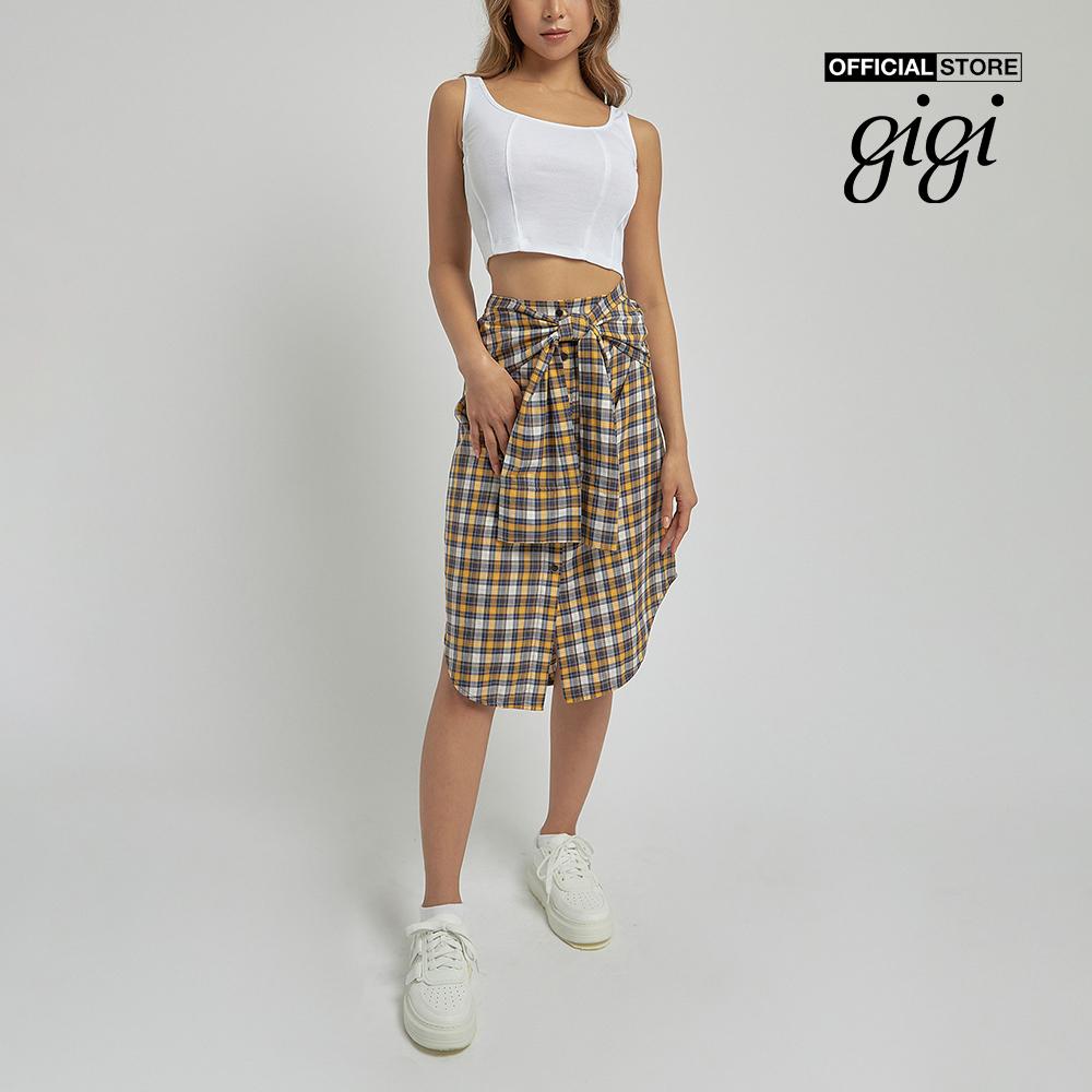 GIGI - Chân váy midi thắt nơ phối nút cài thời trang G3302S212521