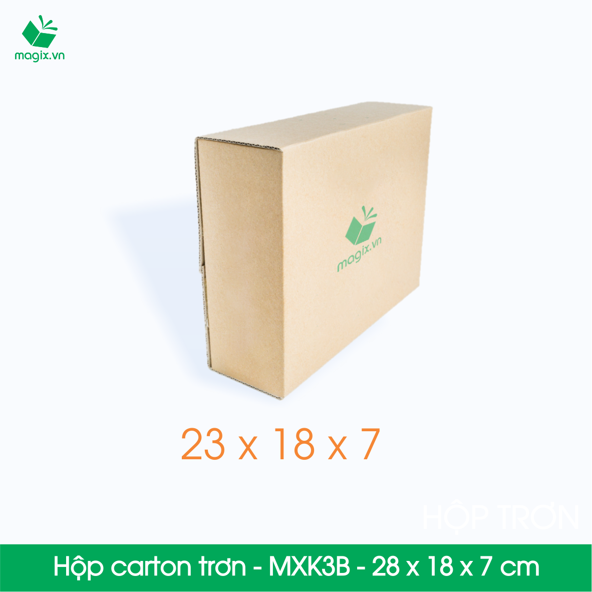 MXK3B - 23x18x7 cm - 25 Thùng hộp carton trơn đóng hàng