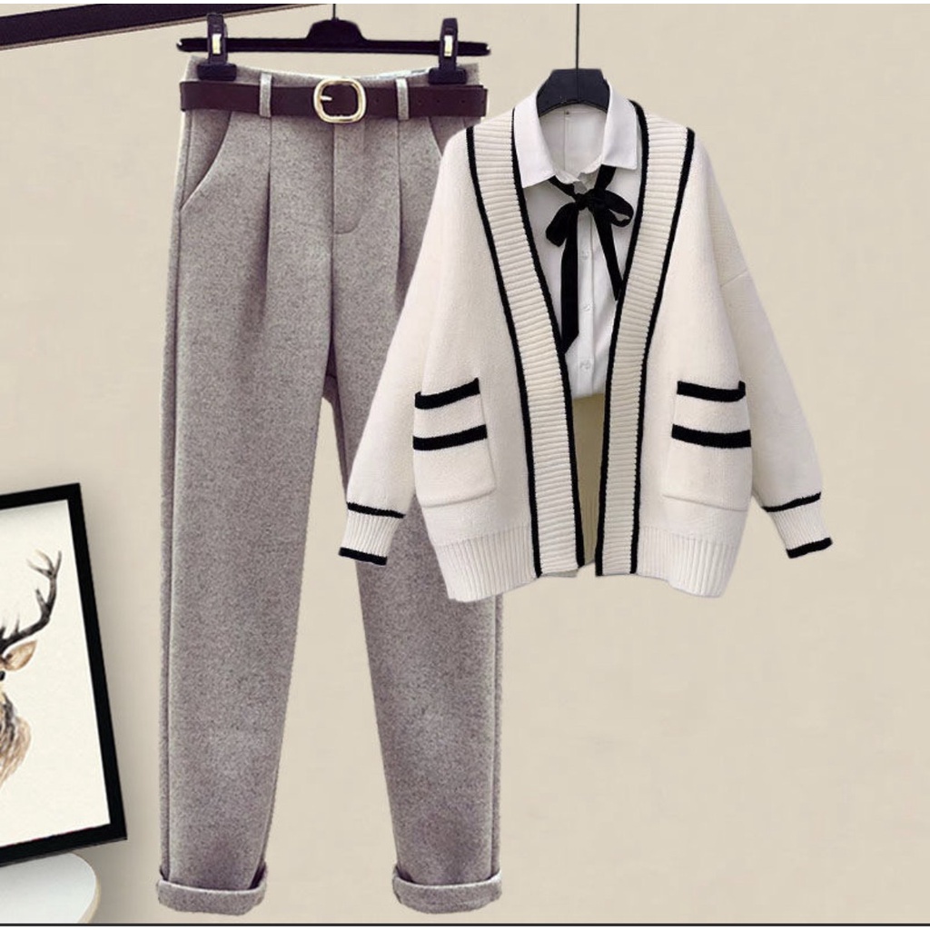 Áo khoác len cardigan nữ dáng dài chạy viền AL070