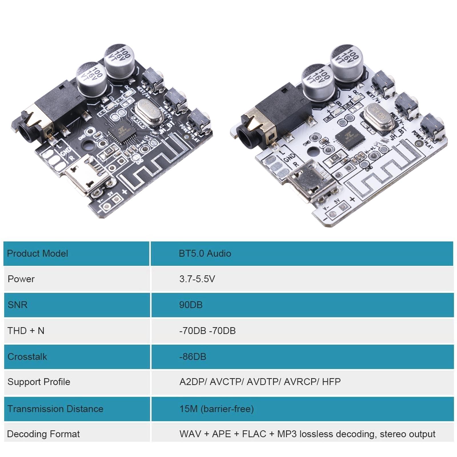 Bluetooth Module Audio Receive BT5.0 Module for Speaker Refitting 5.5V