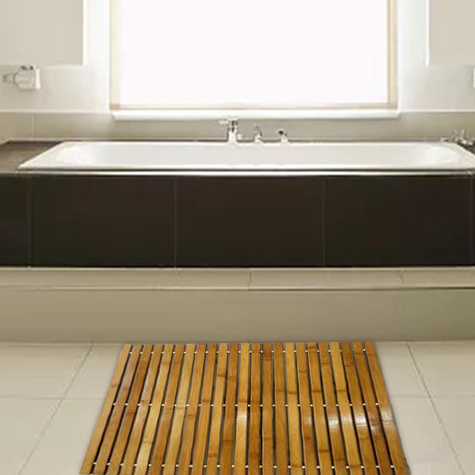 Bamboo Bath Mat Bathmats Non Slip Waterproof Floor Mat for Bathroom Pet Mat
