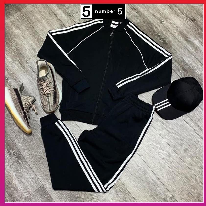 Bộ quần áo thể thao nam NUMBER5 Bộ khoác nỉ nam kẻ sọc có khóa kéo 3 màu