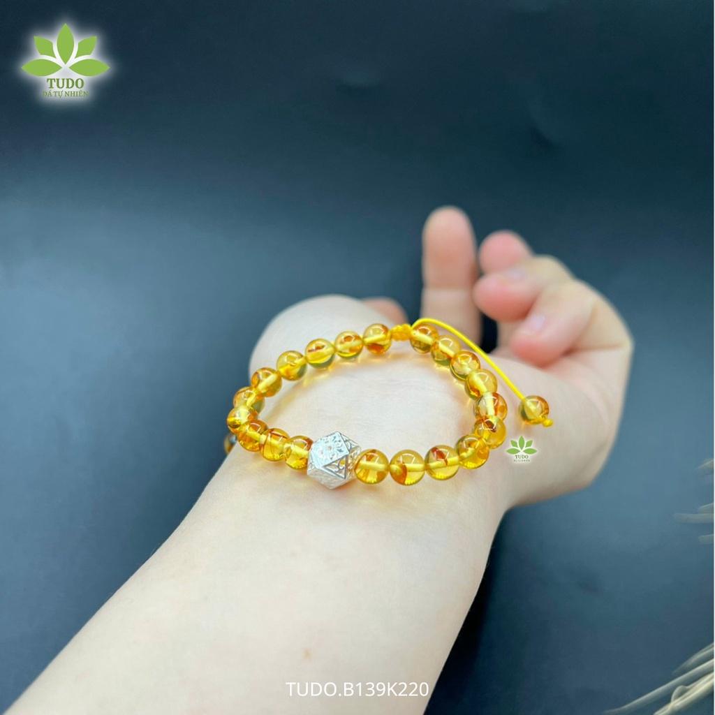 Vòng Tay Nữ Đẹp - Vòng Phong Thủy Đa Mệnh VCBHPAMBER TUDO B139K220 Charm Bạc Tốt Cho Trẻ Em