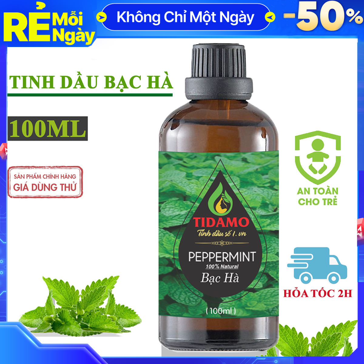 Tinh Dầu BẠC HÀ Thiên Nhiên Nguyên Chất 100ML - Tinh Dầu Xông Phòng BẠC HÀ Nguyên Chất Giúp Bảo Vệ Sức Khỏe, Kháng Khuẩn, Thư Giãn Tinh Thần và Xua Đuổi Côn Trùng