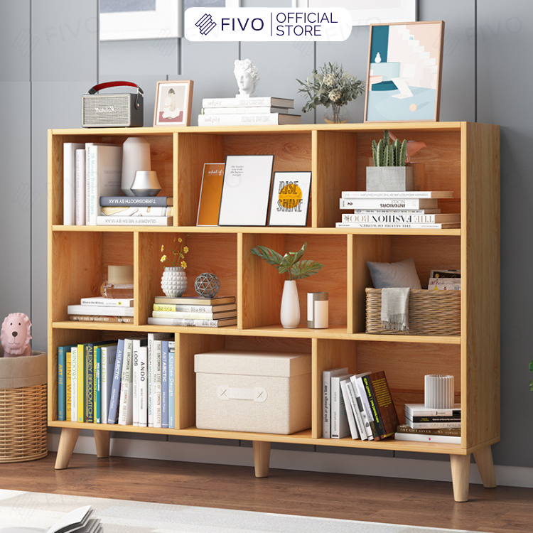 Kệ Đựng Sách Gỗ MDF FIVO FB60 (120 x 24 x 107cm) Nhiều Ngăn (Có Kèm Tấm Lưng) - Hàng Chính Hãng