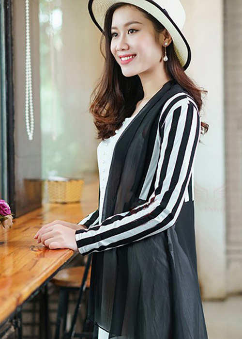 Áo cardigan nữ kẻ sọc Hàn Quốc cao cấp A08