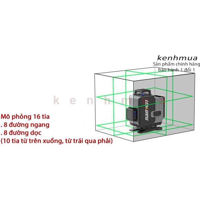 Máy cân bằng laser ánh sáng xanh 16 tia 2 pin điện tử Nanwei