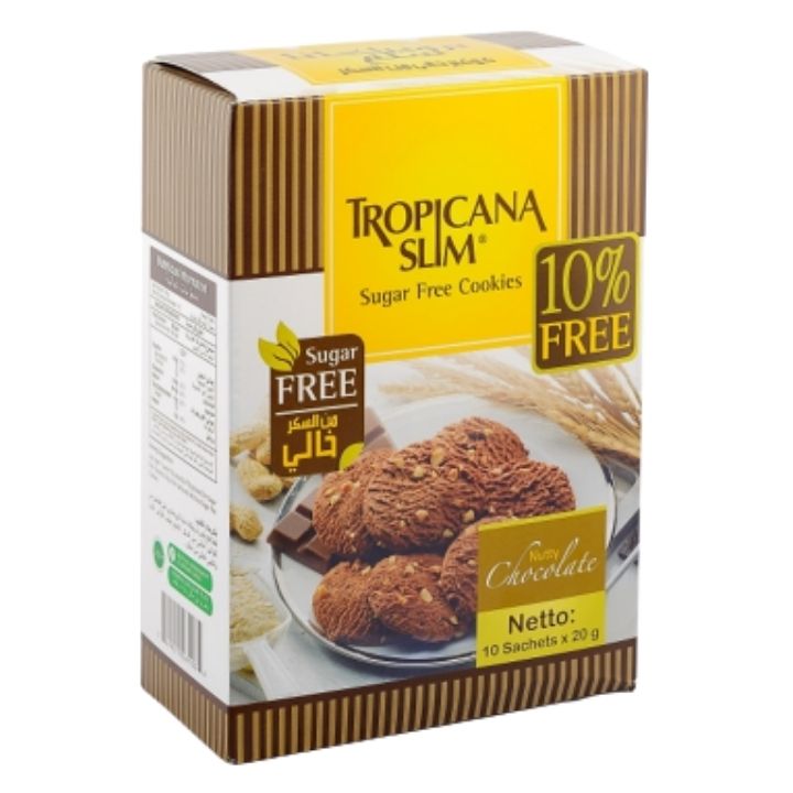 Combo 2 Hộp Bánh Quy Ăn Kiêng Tropicana Slim Sugar Free Cookies Socola (10  x 20g)