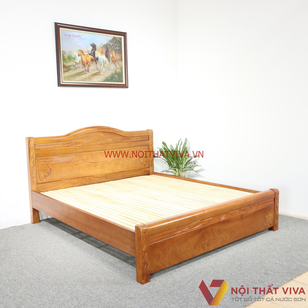 Giường Ngủ Gỗ Xoan Đào Đầu Vòm Chạm Hoa Văn Tinh Xảo Đẹp