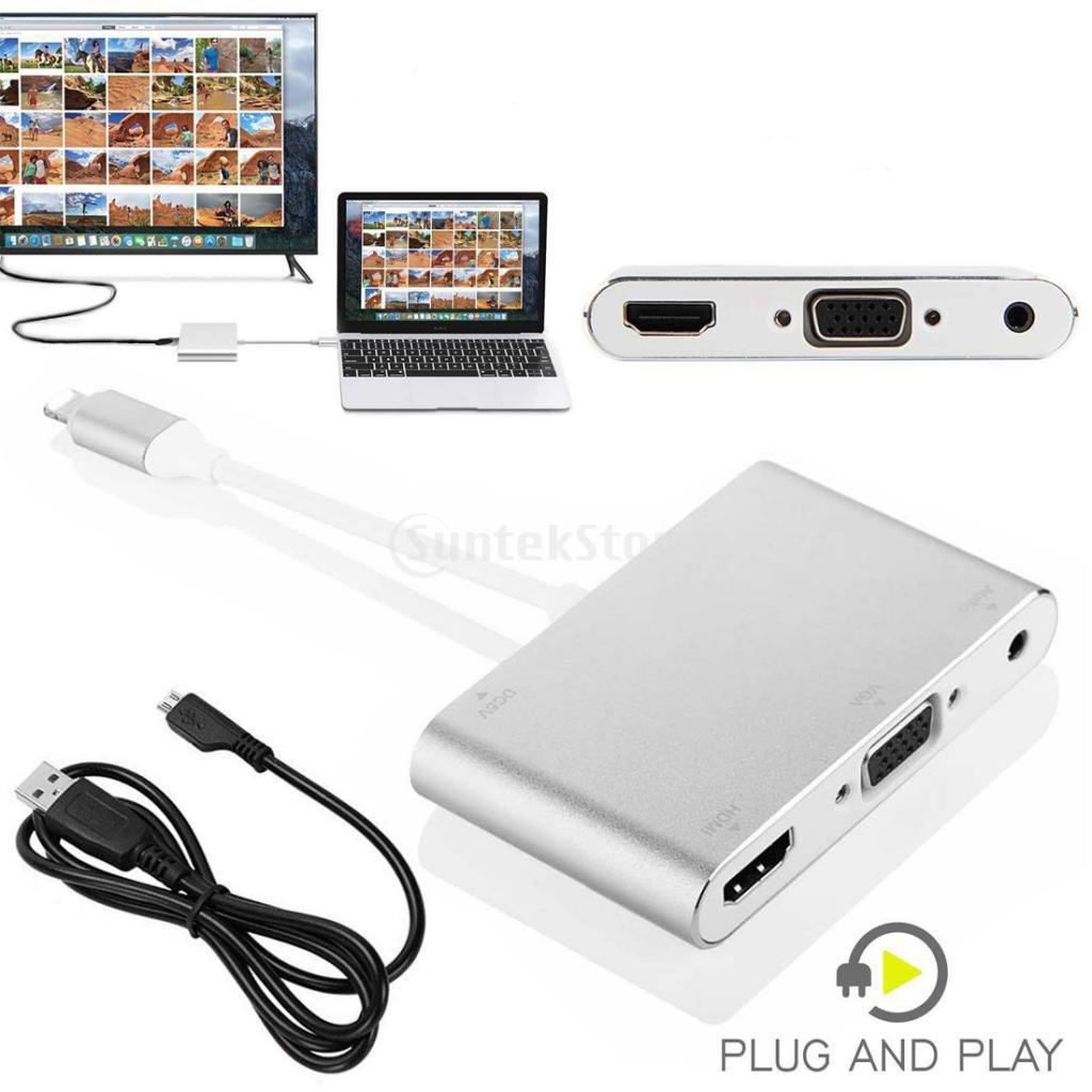 1080P HD For IPhone To HDMI VGA Audio Adapter For IPad IPhone X/8+/8/7+