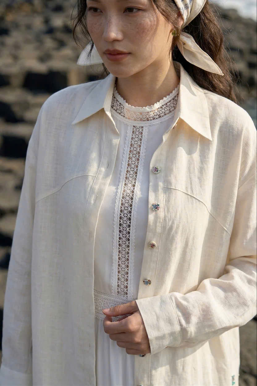 Áo Sơ Mi Oversize Linen Nhu Phong TOP175BEIGE Thời trang Hity