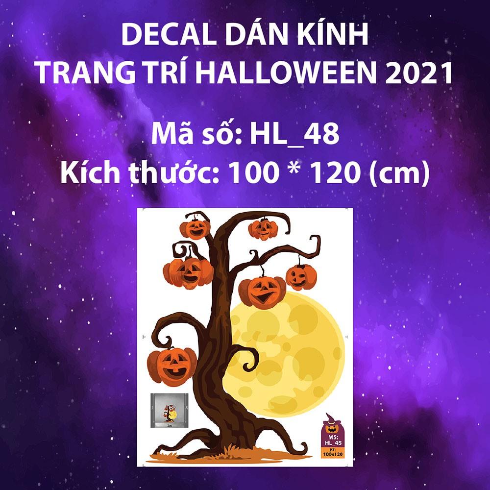 DECAL TRANG TRÍ HALLOWEEN 2021 COMBO CÂY BÍ NGÔ VÀ MA CÀ RỒNG