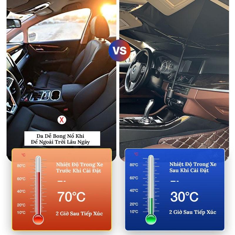Dù Che Nắng Ô Tô Tặng Kèm Bao Da - Ô Che Cách Nhiệt Tấm Kính Chắn Xe Hơi Giảm Nhiệt Độ Nội Thất