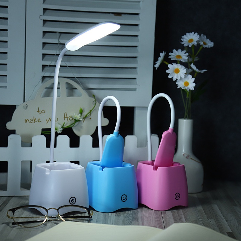 Đèn học chống cận thị, đèn bàn học, đèn học để bàn có khe cắm bút, đặt điện thoại - Hàng chính hãng